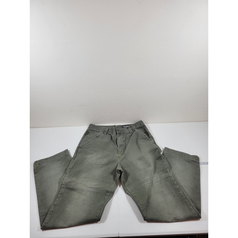 Vintage Eddie Bauer Canvas Work Pant Men 34x32 Green Excellent Utility Straight